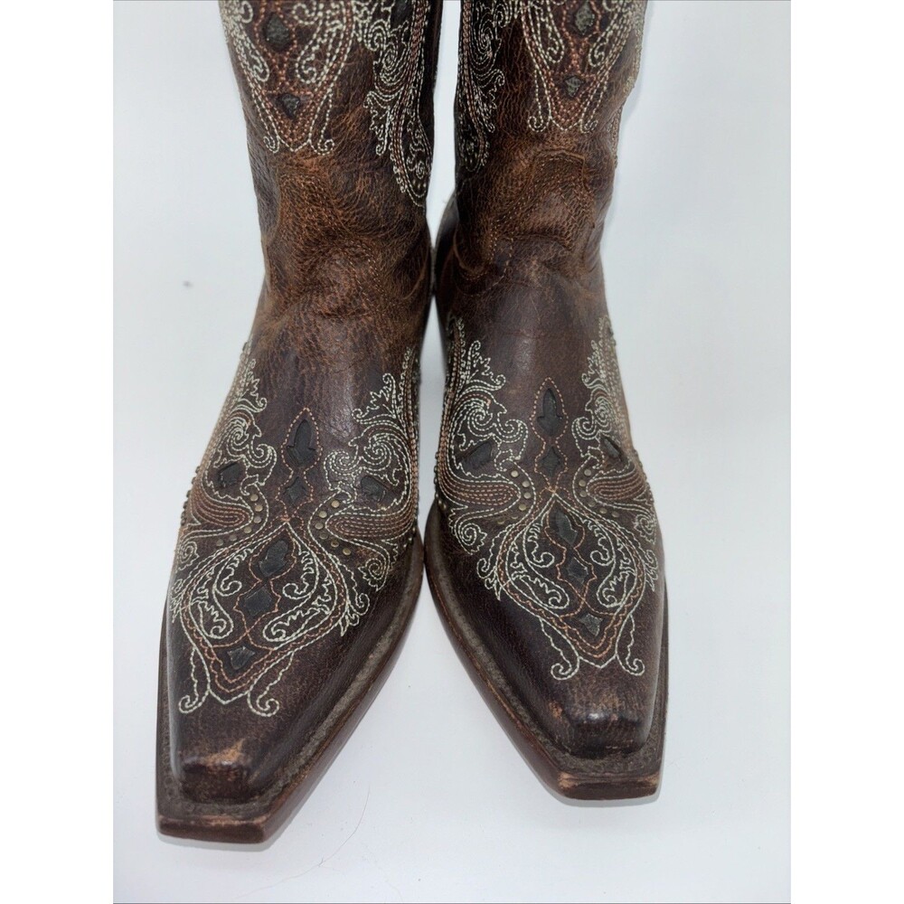 Shyanne Isabelle Inlay Stud Western Boot Brown Womens Size 8.5 - Picture 5 of 16